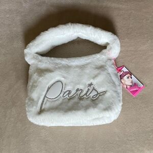 Paris Hilton White Winter Faux Fur Handbag NWT